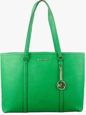 MICHAEL KORS MK Large MF TZ Tote Leather Palm GREEN with Gold Shoulder Handbag